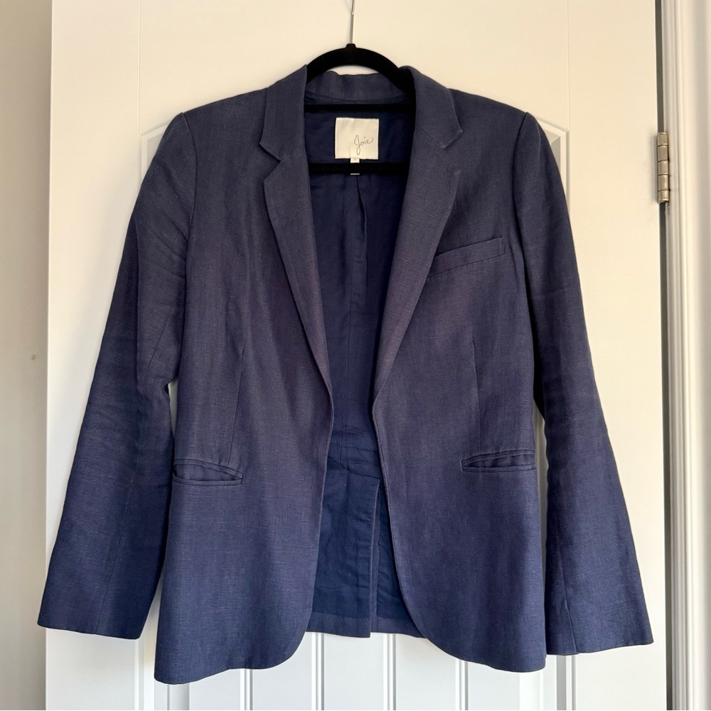 Joie 100% Linen, Classic Blue Blazer Tailored Jacket